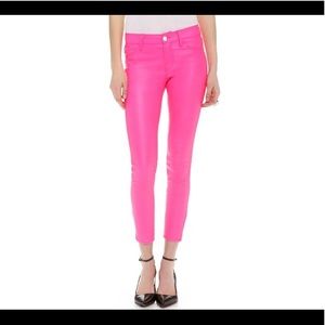 J Brand Hot Pink 100% Leather Pants Size 25